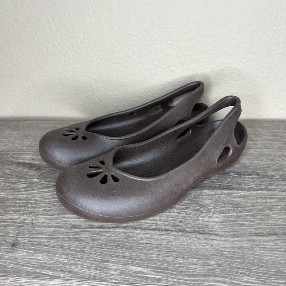 Crocs Kadee Slingback Slip On Ballet Flats Comfort Shoes Brown Womens Size 7